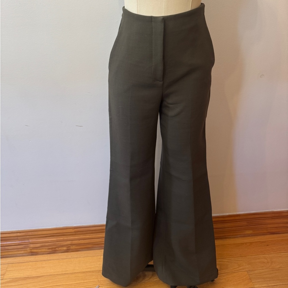 Massimo Dutti Olive Flare Pants
